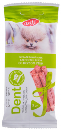 Бифф дент со вкусом утки для собак мелких пород, 5 шт, упаковка