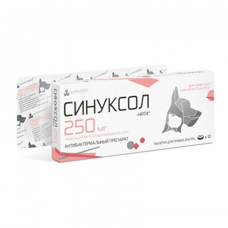 Синуксол-нита 250 мг 10 таблеток, упаковка